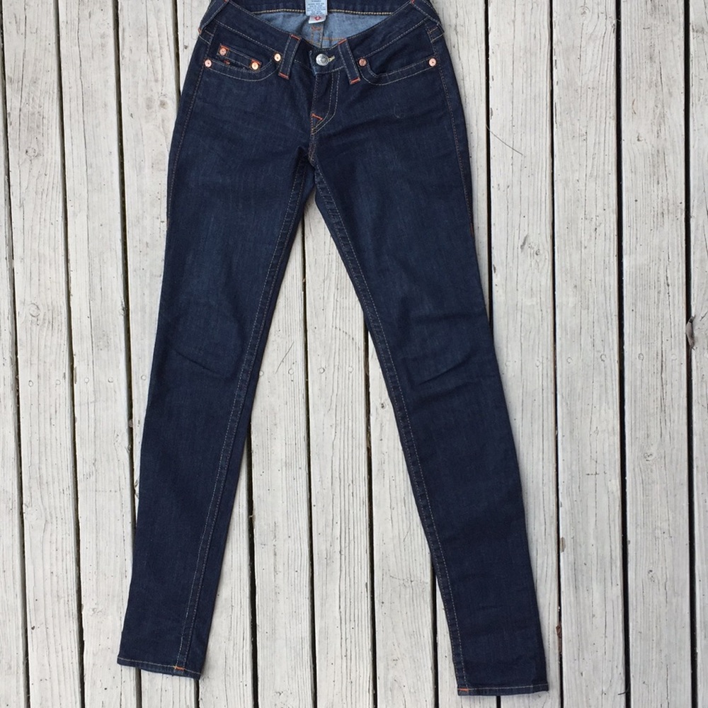 True religion dark wash skinny jeans size 27